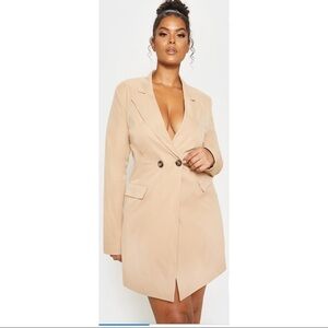 Pretty Little Thing Camel Blazer Dress Tan Size 8 NWT.